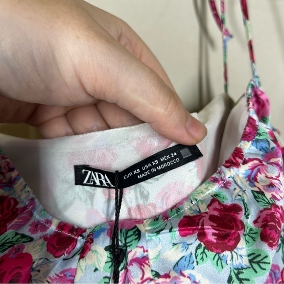 NWT Zara Satin Floral Spaghetti Strap Slip Dress Size US XS - Picture 13 of 14